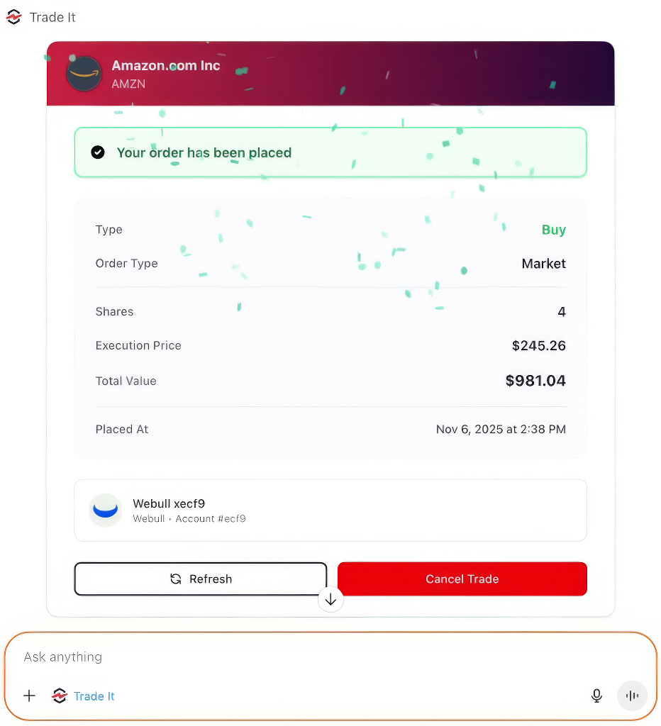 ChatGPT trading interface