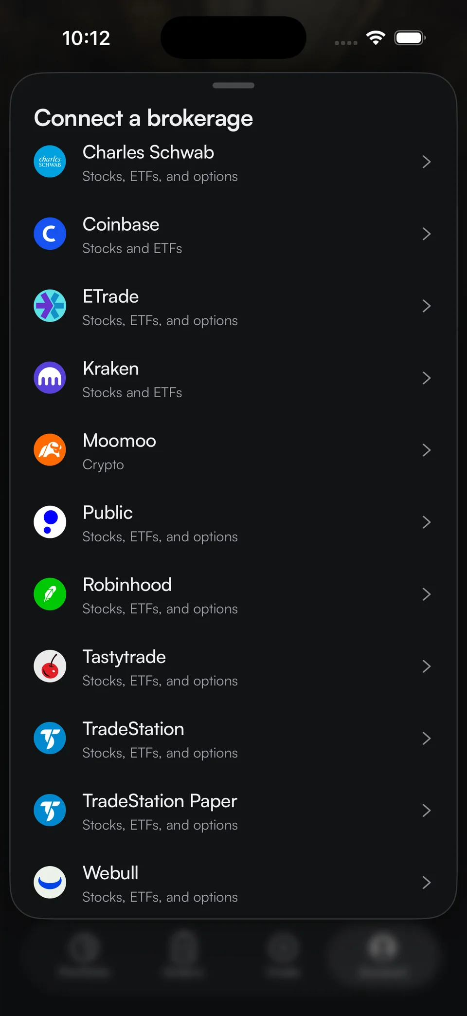 Brokerage settings and account connection management